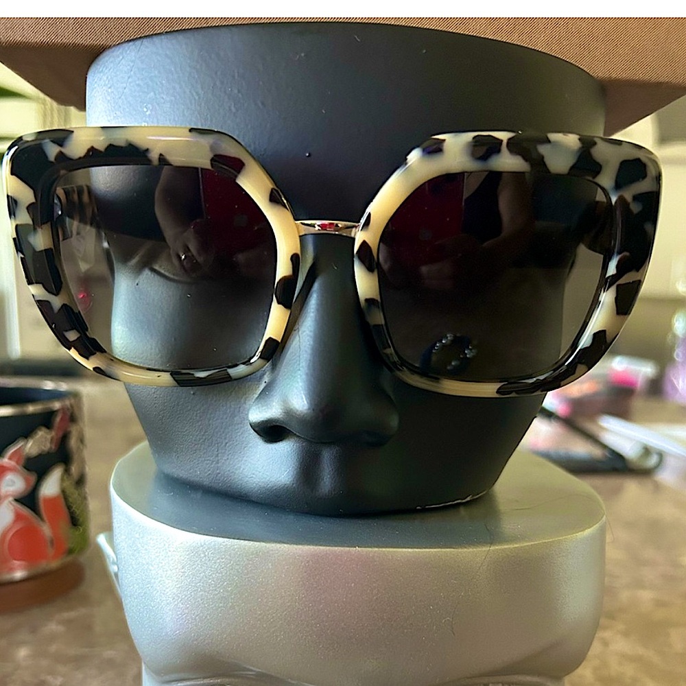 New! Burberry 53mm Charlotte Square Beige Tortoise Grey Gradient Sunglasses